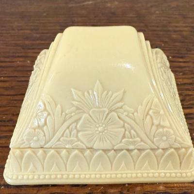 Antique Art Deco Floral Decor Celluloid Ring Box Roger's Jewelry 16th Street Denver Colorado