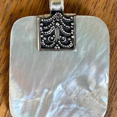 Vintage Mother Of Pearl & Sterling Silver Pendant 