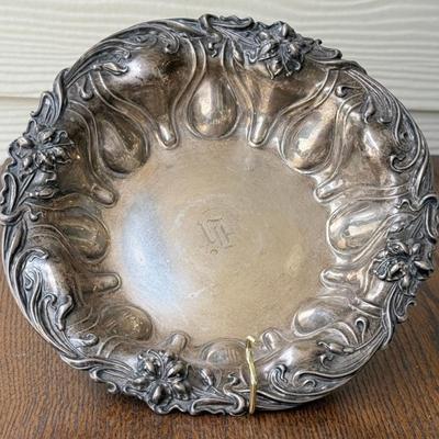 Antique Art Nouveau Sterling Silver Old Newbury Crafters O. N. C. Hand Wrought No. 511 8.5" Bowl - 204.95 Gram