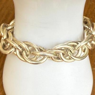 Sterling Silver 925 Italy Large Link 7 Inch Bracelet - Total Weight 33.88 Grams 