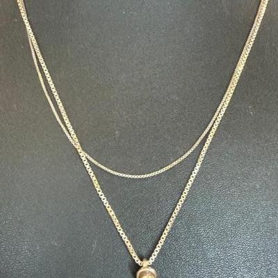 (2) Box Chain Sterling Silver Necklaces - FAS And EFA Sterling Angel Pendant - 11.21 Grams Total