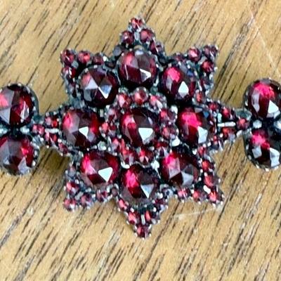 Antique Victorian Bohemian Garnet Star Pin 