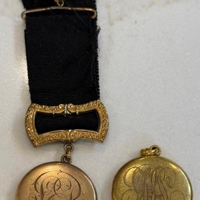Antique Victorian Gold Filled Photo Locket With Chatelain Clip And Ribbon, Haydem Mfg Co. Locket 10065