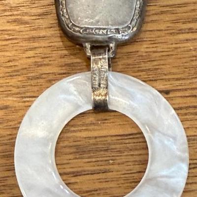 Antique Inman Sterling Silver Baby Rattle With Lucite Ring - Around 8 Grams