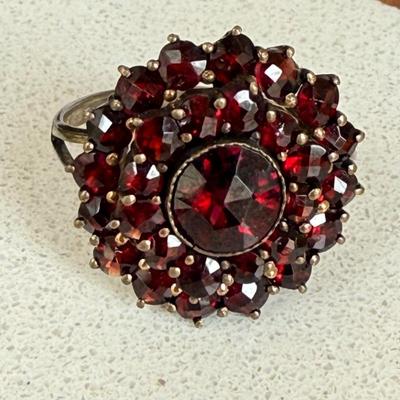 Antique Victorian Bohemian Garnet Ring Size 9 