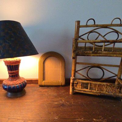 Vintage Midcentury Tortoise Bamboo Shelf