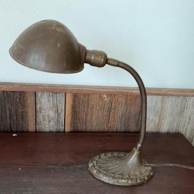 Antique Art Deco Cast Metal Gooseneck Desk Lamp