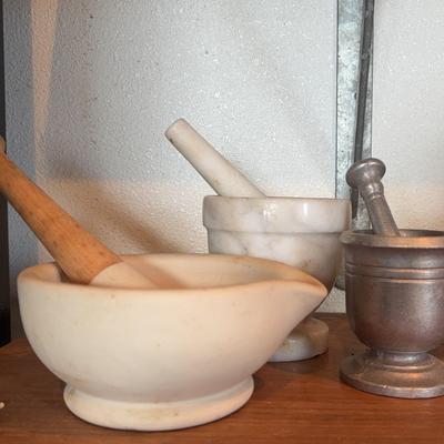 Warrented Mortar & Pestle Made in England and 2 Others 