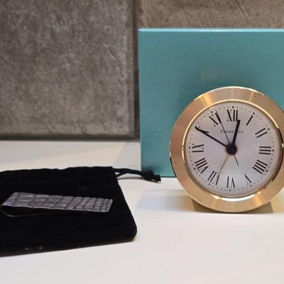 Tiffany & Co Makers Sterling Money Clip & Desk Clock 