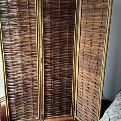 Three Panel Rattan Screen 