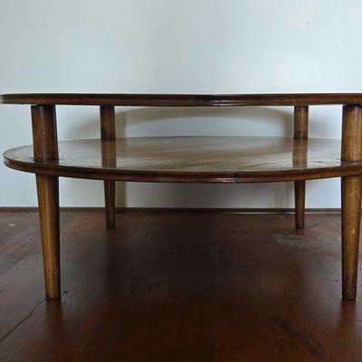 Mid Century Circle, Double Decker, Glass Top Coffee Table 