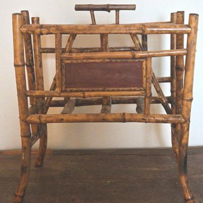 Antique 19th Century English Chinoiserie Bamboo Magazine Rack
