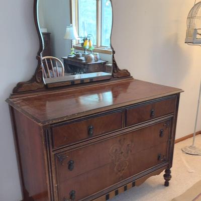 Redlick-Newman Co "Built by John" Antique Walnut Dresser w/Mirror 