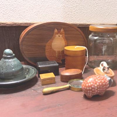 Petite Vintage/Antique Stamp Box, Italian Leather Box, Shaker Box & More 