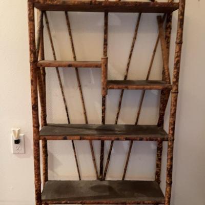 Vintage/Antique Scorched Bamboo Tiered Shelf 