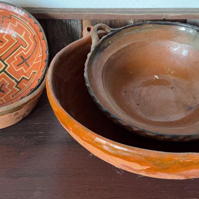 Shipibo Amazon Peru 1950s & Primitive Mexican Nesting Pottery Bowls