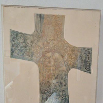 Cross Print w/Abstract Interior