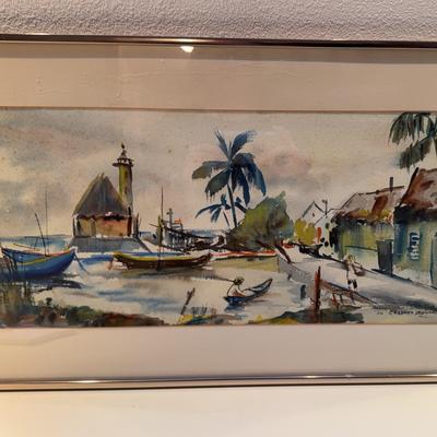 Jo Cassett Lathwood Art-Tropical Scene.