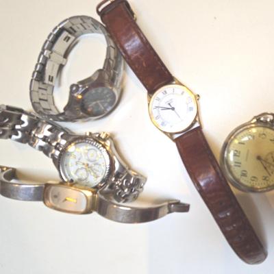 Waltham Pocket Watch and Chunky Wristwatches 