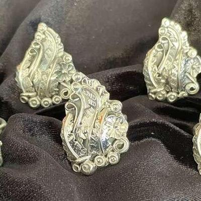 NSJ261 - Five Navajo Sterling Silver Rings Sz 9