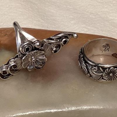NSJ079 Two Navajo Sterling Silver Rings Size 6.5