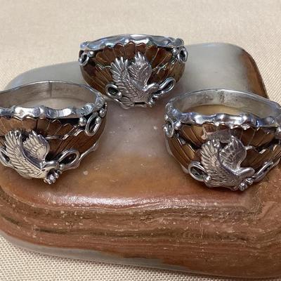 NSJ315 Three Navajo Sterling & Copper? Rings Size 14.5 New 