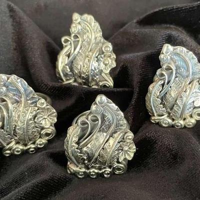 NSJ258 - Four Navajo Sterling Silver Rings Sz 8-8.5