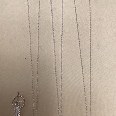 NSJ510 Four Navajo Sterling Silver Turquoise Pendants & Three Necklace Chains New