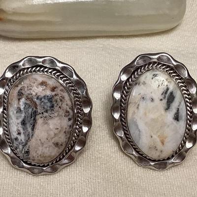 NSJ040 Four Navajo White Buffalo Turquoise Sterling Silver Rings Size 7