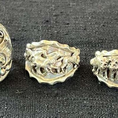 NSJ204- (5) Najavo Sterling Silver Rings Sz 12.25-12.5 With Turquoise/Gemstones