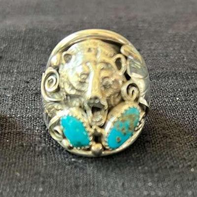 NSJ203- (3) Najavo Sterling Silver Rings Sz 14-14.5 With Turquoise/Gemstones