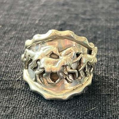 NSJ210- (3) Najavo Sterling Silver Rings Sz 9.75-10.25 With Turquoise/Gemstones