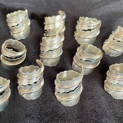 NSJ143 - Eleven Sterling Silver Feather Wrap Around Rings Sz 7-10