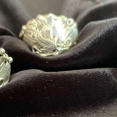 NSJ172 - Three Men’s Navajo Sterling Silver Eagle Rings Sz 14