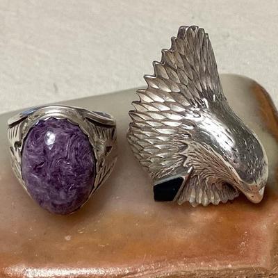 NSJ309 Two Navajo Sterling Silver Rings Size 8 New