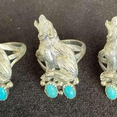 NSJ242 - Three Men’s Navajo Sterling Silver Rings Sz 8.25-8.5