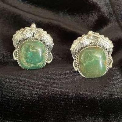 NSJ229 - Four Navajo Sterling Silver Rings With Turquoise Sz 8.5-8.75