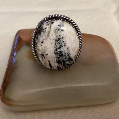 NSJ003 Navajo Sterling Silver White Buffalo Turquoise Ring Size 14 New