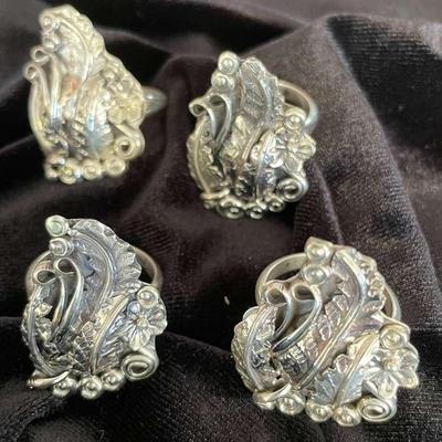NSJ260 - Four Navajo Sterling Silver Rings Sz 9-9.5
