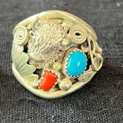 NSJ202- (3) Najavo Sterling Silver Rings Sz 11.75-14 With Turquoise/Gemstones