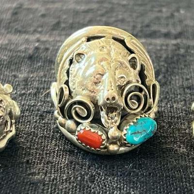 NSJ209- (3) Najavo Sterling Silver Rings Sz 9.5 Some With Turquoise Stones