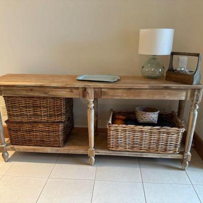 Console table - lots of storage baskets
