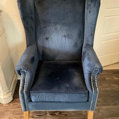 Navy wingback chair