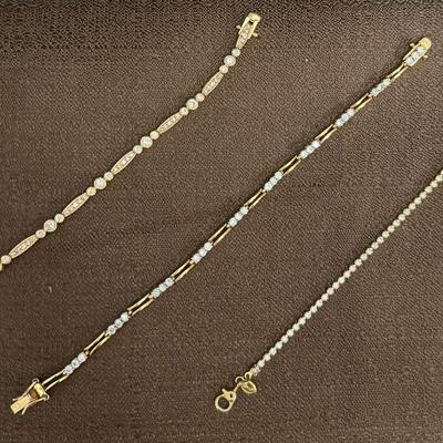 3 Beautiful Vintage Tennis Bracelets - Monet, FAS And Roman!