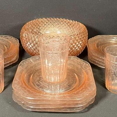 Beautiful Pink Vintage Depression Glass - This Is A Nice Set!