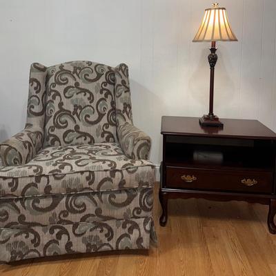 Best Home Furnishings swivel Glider w/ End Table & Lamp