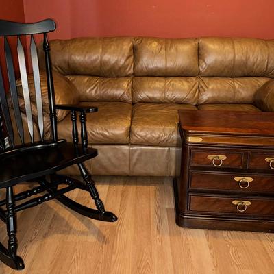 MCM Colonial Rocker & Charming End Table with Brass - Nice!