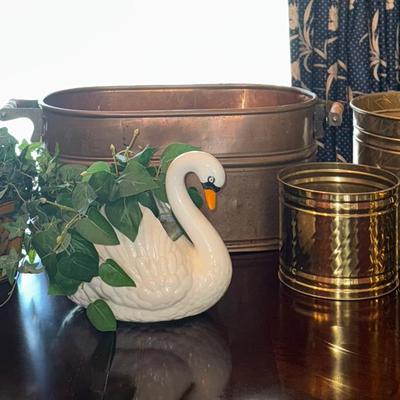 Copper, Brass, Wood, Ceramic & Faux Plants