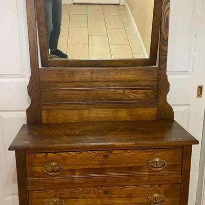 Antique Oak Dresser w/ Mirror - Rustic Charm!