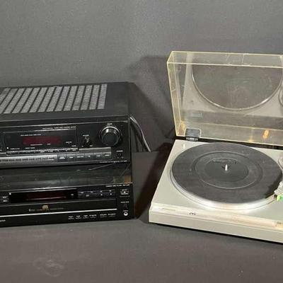 Vintage JVC Turntable, Sony Stereo, CD Player